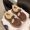 Birkenstocks Plataforma da Moda para Mulheres Baixas Lançamentos Outono/Inverno 2026 Aconchego Plus Veludo Fivela de Couro Sapatos de Algodão