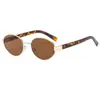 Gafas de sol 2025 Nuevas Estilo Hong Kong Europeas y Americanas para Mujer Montura Ovalada de Metal lisa Mismo Estilo Cara Cuadrada Sentido Avanzado Protección UV
