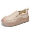 [Precio del Evento 138] Zapatos de Cuero Genuino, Zapatos Perezosos Ligeros de Suela Gruesa, Zapatos Casuales Retro de Tacón Medio y Punta Redonda para Mujer