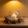 Suporte de Velas de Vidro Transparente Suporte de Velas Redondo de Vidro Estilo Europeu Decoração de Casa Ornamentos Artesanato em Vidro