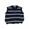 Chaleco de Punto para Niños Otoño 2026 Nueva Moda Elegante Rayado Chaleco de Punto Infantil Atuendo de Otoño para Bebé