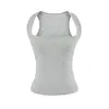 Chal de Tencel Lyocell con Cuello en U Grande y Hombros Estrechos, Camiseta sin Mangas Elástica Ajustada de Verano para Fitness, Estilo de Blogger
