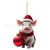 Adornos Colgantes de Cerdo de Navidad Creativos de Dibujos Animados para Coche, Decoraciones Colgantes para Árbol de Navidad, Decoraciones para el Hogar en Fiestas (Transfronterizo, Producto Nuevo)