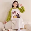 Pijama de franela para niñas para otoño e invierno, ropa de dormir engrosada para niños, bata larga de forro polar de coral para niñas mayores, ropa de estar