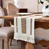 Toalha de mesa transfronteiriça linho grosso boêmio fio de algodão tricô crochê decoração de festa de casamento passadeira longa norte-americana