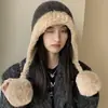 Nuevo gorro lindo de estilo coreano para otoño e invierno, forrado de felpa, engrosado, gorro de punto cálido, protección para las orejas, gorro pullover a prueba de viento para ciclismo