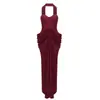 Estoque Disponível Vestido de Noite sereia com babados, gola halter, sem alças, senso de alta qualidade, acinturado, bodycon, Vestido para Banquete, Vestido para Férias na Praia