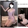 Falda bodycon translúcida dulce de melocotón con tirantes huecos y lazo Lencería erótica Gasa suave 9212