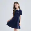 Roupas de Verão para Meninas, Saias Casuais Coreanas, Saias de Princesa para Crianças, Vestidos de Verão Préppy com Gola Polo para Meninas