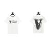 2024 VLONE Camiseta de Manga Corta Serie V Grande Estampado de Estrella V Camiseta de Manga Corta para Parejas Hombres y Mujeres Tendencia High Street Personalizada