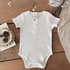 Ropa para envolver pedos de bebé Ropa de verano Nuevo estilo Ropa de gateo para bebé Algodón Puro Clase A Color Sólido Raya de hoyos Ropa para envolver pedos Bebé Ins Ropa de conejo para bebé