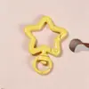 Anel de metal com fecho de mola, pingente para chaveiro, acessório para bolsa, materiais, estrela colorida, feito à mão, DIY, com contas de metal