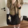 Bolso de lona con lunares, estilo japonés, de nicho, nuevo, artístico, simple y fresco, bolso de hombro de gran capacidad, bolso tote de moda para el trabajo