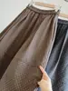 Falda de Lana Estilo Coreano Retro de Lunares con Volante de Capullo para Mujer Otoño/Invierno Suelta Adelgazante Elástica de Cintura Alta Falda de Línea A