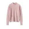 Novo Suéter de Caxemira 100% Puro Outono e Inverno para Mulheres, Tricô Floral Gola Alta Meia, Camada Base Quente Pulôver, Blusa de Manga Longa