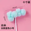 10 Piezas de Decoraciones para Pastel de Cumpleaños, Bolas de Pelusa, Nubes, Globos Aerostáticos Estéreo, Inserts de Luna, Banderines, Banderines de Fiesta