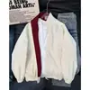 Jaqueta Patchwork Color Block Estilo Retrô Americano Cleanfit para Homens, Nova Jaqueta de Baseball de Gola Alta de Alta Qualidade para Primavera e Outono