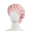 Gorrito de Satén para Dormir Infantil de Venta Caliente en Amazon Protección del Cabello Color Sólido Ala Ancha Elástico Cola Larga Adorno de Cinta Sombrero Largo de Alto Valor
