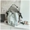 Mochila Escolar Estilo Japonés Tono Gris Fresco Verde Lima Cierre de Cordón Mochila Funcional Mochila para Estudiantes al Aire Libre para Mujeres
