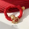 Goma para el pelo hecha a mano de color rojo, tamaño grande, estilo nuevo, cuerda de pelo del Año del Caballo, goma para el pelo de mujer, banda elástica, accesorio para el pelo, anillo para el pelo, accesorio para la cabeza