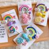Estilo Coreano Novo Presilha Pequena de Coração Arco-Íris para Menina Clipe de Nuvem para Franja de Cabelo Acessórios de Cabelo Fofos para Menininha Presilha de Cabelo