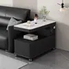 Mesa lateral de sofá, armário lateral simples e multifuncional móvel para armazenamento, mesa de centro inteligente para sala de estar com rodas, luxo leve