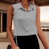 2026 Amazon Verano Nuevo Sitio Independiente Europeo y Americano Tiktok Transfronterizo Camisa de Rayas sin Mangas con Cuello Polo para Mujer