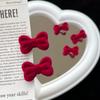 Otoño e Invierno Flocado Rojo Vino Pasador de Pelo con Lazo Pequeño Vintage Japonés y Coreano Versátil Flequillo Lateral Lindo Tocado Mujeres