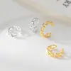 Pendientes de Clip Exquisitos de Plata de Ley S925 Estilo Coreano Cadena de Cuentas Tejidas Huecas G8425