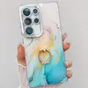 Capa para celular com fivela de anel de mármore IMD galvanizada para Samsung S25 blooming S24 furo fino A16/A56/A55
