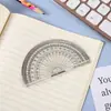Regla semicircular de plástico personalizada, transportador transparente creativo, herramienta de medición para dibujar círculos, material escolar multifuncional para exámenes