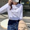 Camiseta blanca de manga larga con hombros descubiertos de algodón puro para mujer, nueva moda de otoño 2024, estilo occidental, cuello redondo, base interior.
