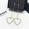 E914 Pendientes Largos con Borlas en Forma de Corazón de Diamantes Completos Estilo Coreano Pendientes Versátiles en Forma de Corazón Corazón de Melocotón para Mujer Venta al por Mayor