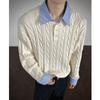 Suéter Masculino de Malha Trançada Falso Duas Peças Patchwork Listrado Estilo Old Money para Outono e Inverno 2025 Transfronteiriço Amazon