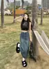 Falda de Mezclilla con Abertura para Mujer Primavera y Otoño 2025 Nueva Cintura Alta Holgada Figura A Elegante Longitud Media Recta Cadera Falda