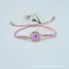 Pulsera Sencilla de Flores Secas para Niñas, con Flores de Ciruelo, Flores de Durazno, Narcisos y Flores de Encaje, con un Marco Chapado en Oro y Pulsera de Vidrio