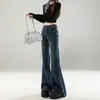 Jeans Retro Micro Acampanados para Mujer 2026 Nuevos Primavera Otoño Elásticos Cintura Alta Adelgazantes Favorecedores Tallas Grandes Pantalones de Campana