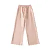 2025 Verano Lino Transpirable Cintura Estrecha Cordón Pantalones Casuales Pantalones de Pierna Ancha Pantalones Casuales Deportivos Holgados Mujer