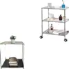 Estante de Almacenamiento de Vidrio Templado Carrito Pequeño Estilo Ins de Acero Inoxidable con Ruedas Mesa de Café Mesa Lateral Móvil para Sofá Carrito de Comedor Mesa de Té