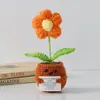 Flor de Tricô de Energia Positiva Transfronteiriça Planta em Vaso Produto Acabado Fio de Lã Flor de Simulação Ornamento de Mesa Boneca de Cartão de Mão