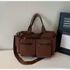 Bolsa de Veludo de Grande Capacidade Nova Chegada Verão 2025 Estilo Coreano Literário Bolsa de Ombro Transversal Estilo Minimalista Bolsa Tote com Múltiplos Bolsos