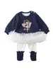Conjunto para Niñas Estilo Dulce de Princesa Conjunto de Dos Piezas para Bebé Falda de Malla Abullonada con Adorno de Volantes Leggings Ropa de Otoño para Niños