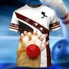 Camiseta deportiva de manga corta informal con cuello redondo y estampado 3D de bolos de verano de 2023, ropa de moda para hombre