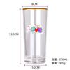 Taza de Vidrio Personalizada por el Fabricante con Parche Metálico y Letras Arcoíris, Taza de Agua Decorativa Metálica 3D con Borde Dorado, Vaso para Jugo