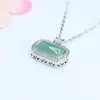 Pingente Quadrado de Jadeíta Natural Grau A Colar de Jade Água Azul Oferta Especial Transmissão Ao Vivo Atacado S5100902
