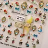 Pegatinas para Uñas de Alicia en el País de las Maravillas 5D en Relieve Tridimensional Conejo Retro Calcomanías de Uñas Adornos Estilo Original Aa