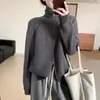 2026 Primavera y Otoño Nuevo Suéter de Punto con Cremallera y Cuello Alto Abrigo Casual Versátil Cardigan de Punto Holgado