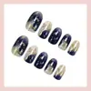 Unhas Portáteis com Areia Movediça Ice Azul Transparente Degradê Europeias e Americanas, Suaves e Frescas com um Toque de Luxo, Unhas Portáteis em Formato de Amêndoa Atacado