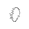 0063 Personalidad de Nicho Estilo Ins Minimalista Gama Alta Versátil Piedra Artificial Plata de Ley S925 Anillo Ajustable para Mujer