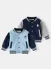 Chaqueta de béisbol para niños con forro polar, ropa para niños pequeños estilo universitario de otoño, ropa para niños de otoño e invierno, tops infantiles de moda